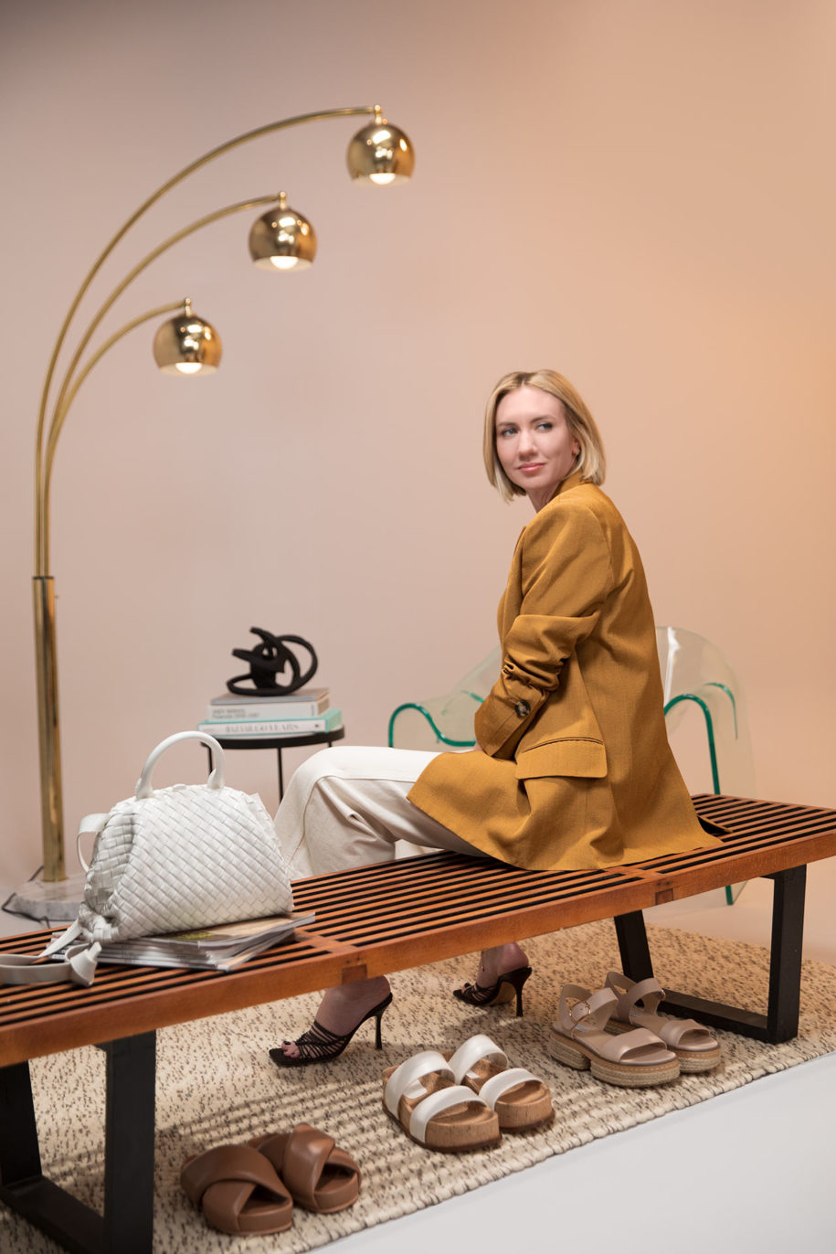 Neiman Marcus Fashion and Lifestyle Director Lisa Aiken - Sitting on Suit Set