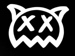 White stylized logo with crossed-out eyes on a black background, representing the 'Sick Boi' album by Ren.