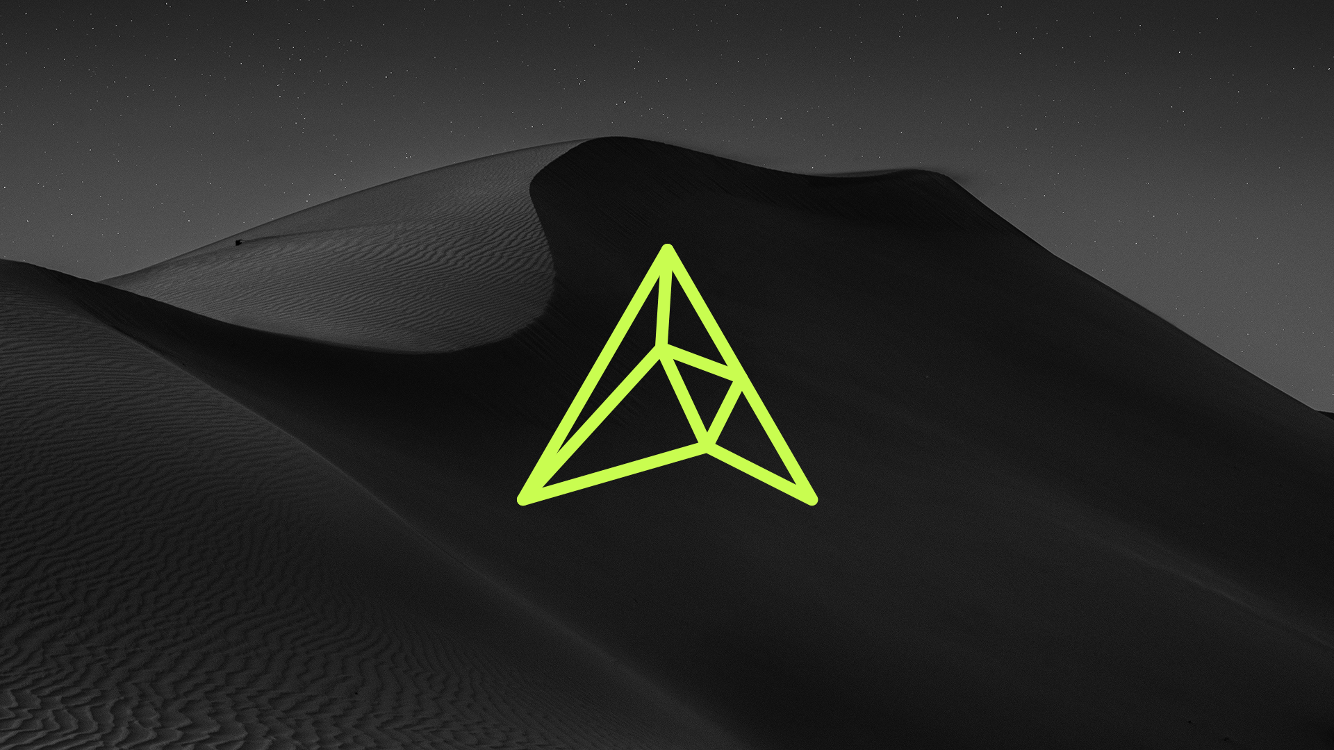 The latest AltSounds TV logo, introduced in 2024, designed by RIOT. A neon geometric emblem set against a black-and-white desert landscape, symbolizing the platform’s bold and modern creative direction.