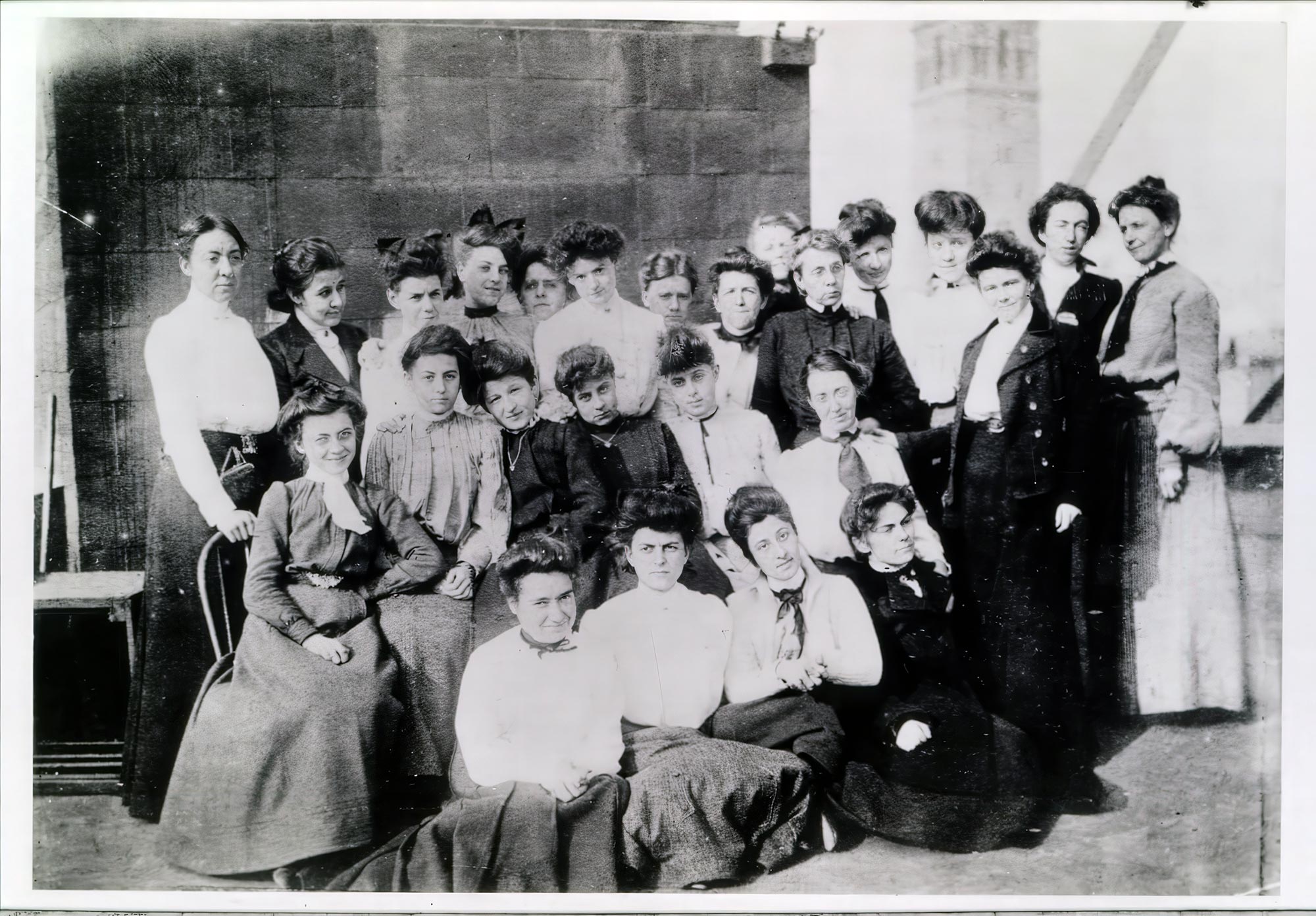 Historic group photo of Clara Driscoll with the “Tiffany Girls” on the roof of Tiffany Studios, circa 1904. Photo courtesy of The Charles Hosmer Morse Museum of Art.