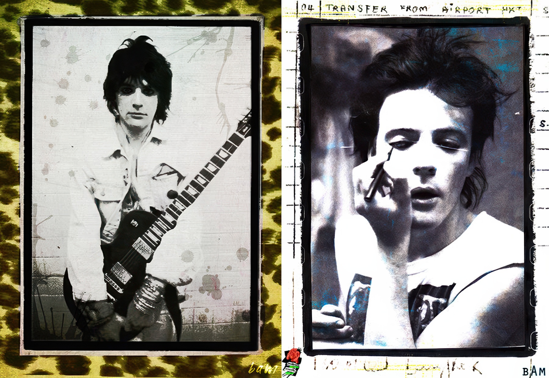 A retrospective image of Richey James Edwards, featuring two artistic representations of the Manic Street Preachers’ lyricist.